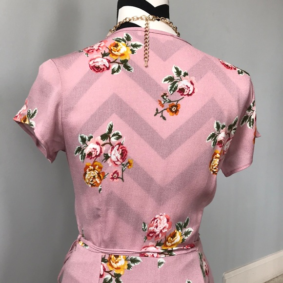 Mauve Floral Wrap Dress - Picture 5 of 7
